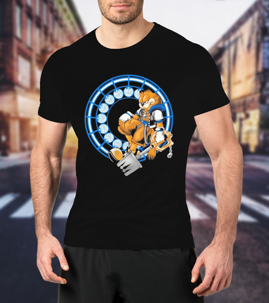 Just Another Heartless Monday Yetee Crossover With Keyblade Wielding Garfiend And Cool Blue Circles T-Shirt