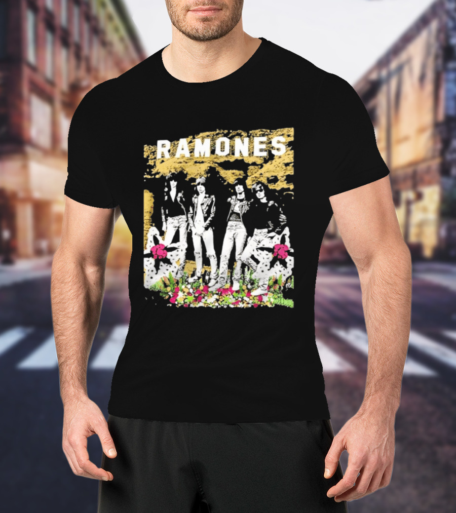 Ramones Floral Punk Rock Music Band T-Shirt
