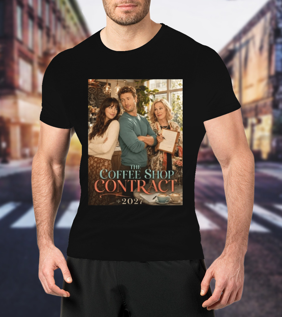 The Coffee Shop Contract 2027 Cozy Romantic Comedy Scene T-Shirt