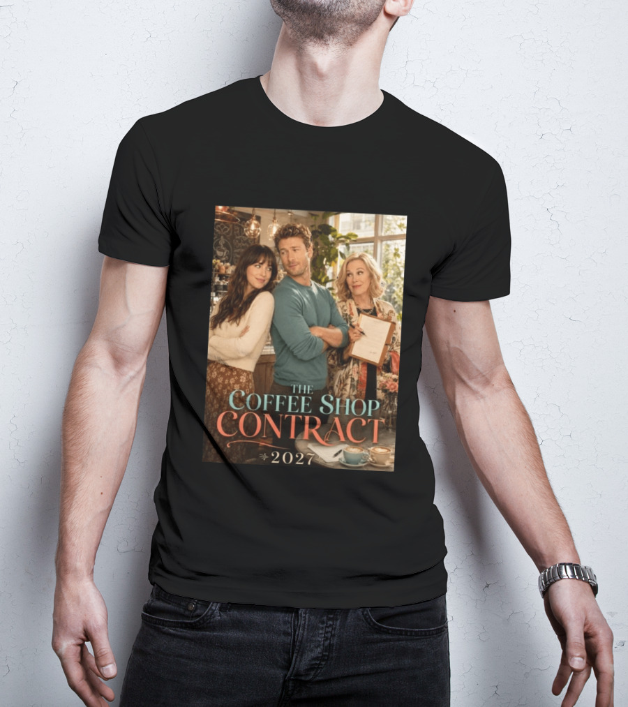 The Coffee Shop Contract 2027 Cozy Romantic Comedy Scene T-Shirt
