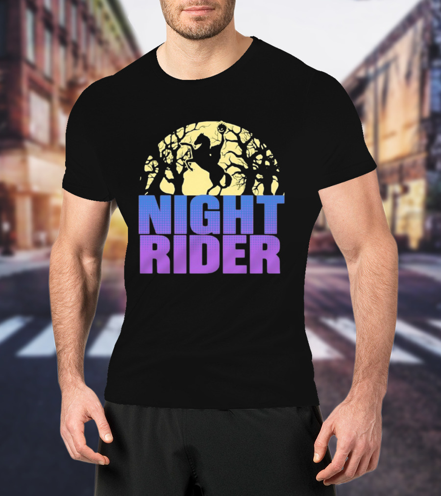 Night Rider Headless Horseman Halloween Moon T-Shirt