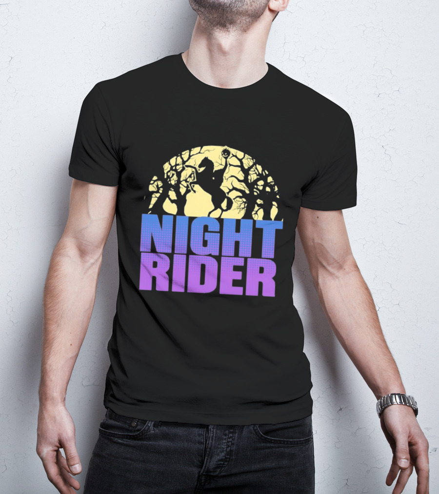 Night Rider Headless Horseman Halloween Moon T-Shirt