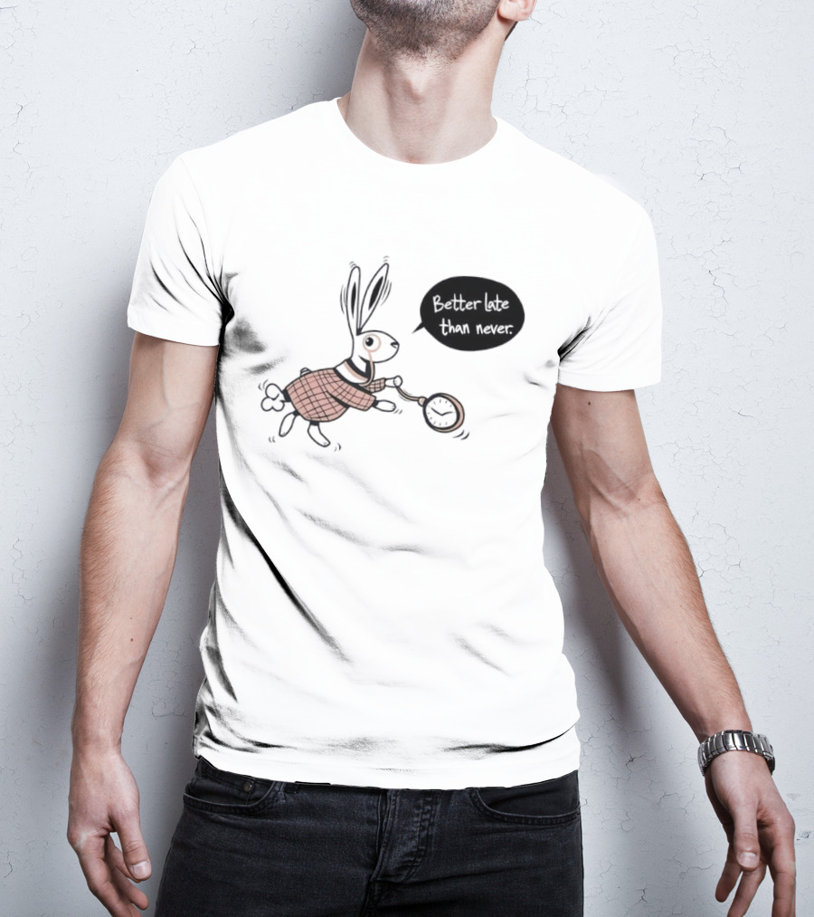 Better Late Than Never Rabbit Pocket T-Shirt