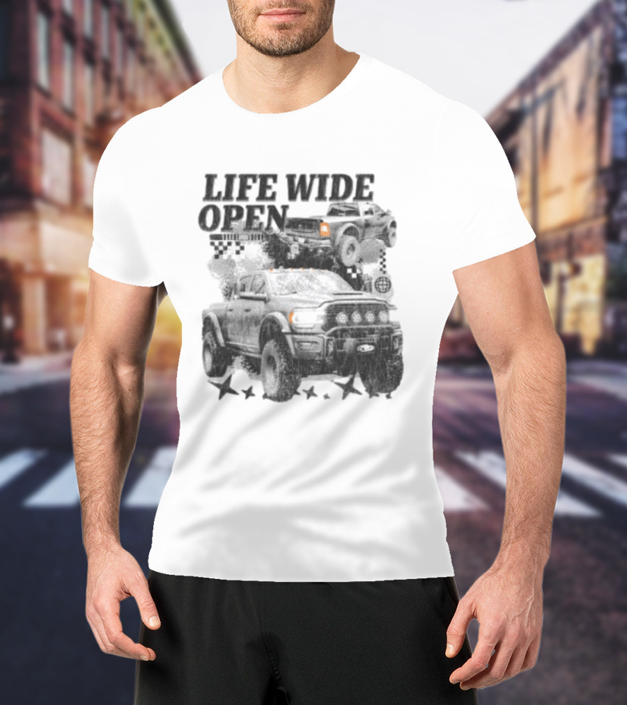 Cboystv Store Prospector Whiteout Life Wide Open Offroad Trucks T-Shirt