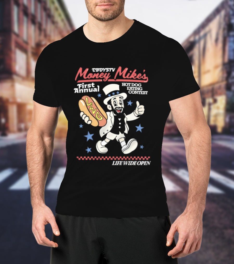 Cboystv Money Mikes First Annual Hotdog Eating Contest Live Wide Open T-Shirt
