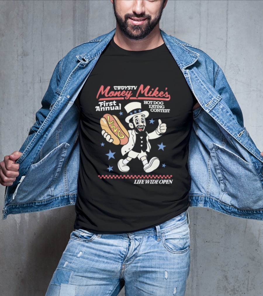 Cboystv Money Mikes First Annual Hotdog Eating Contest Live Wide Open T-Shirt