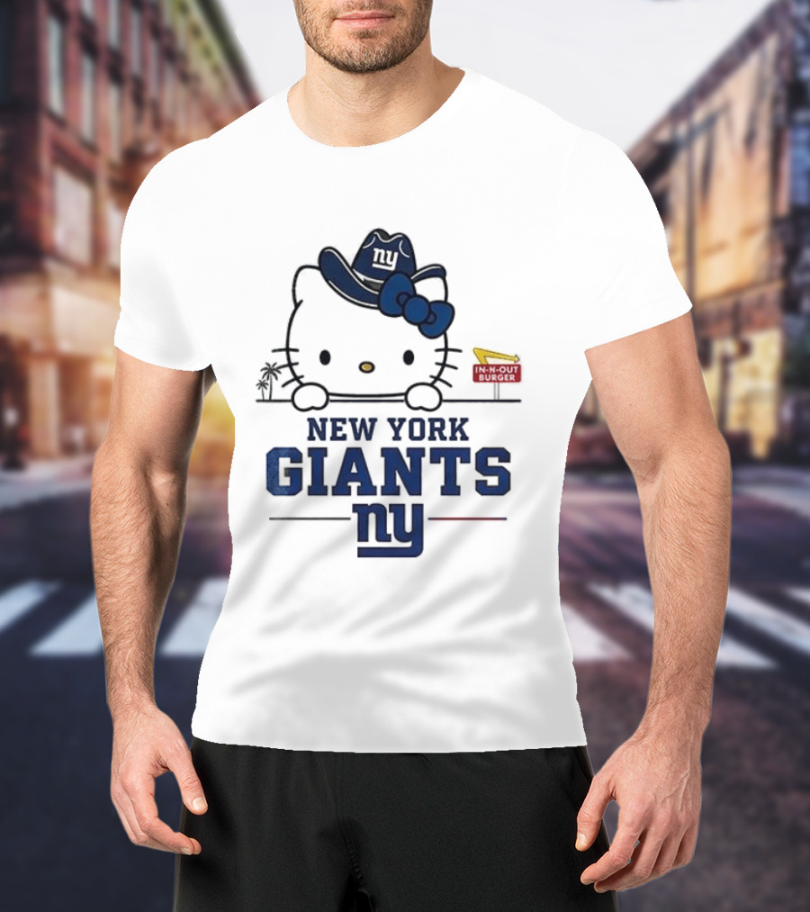 New York Giants Hello Kitty In N Out Burger Collaboration T-Shirt