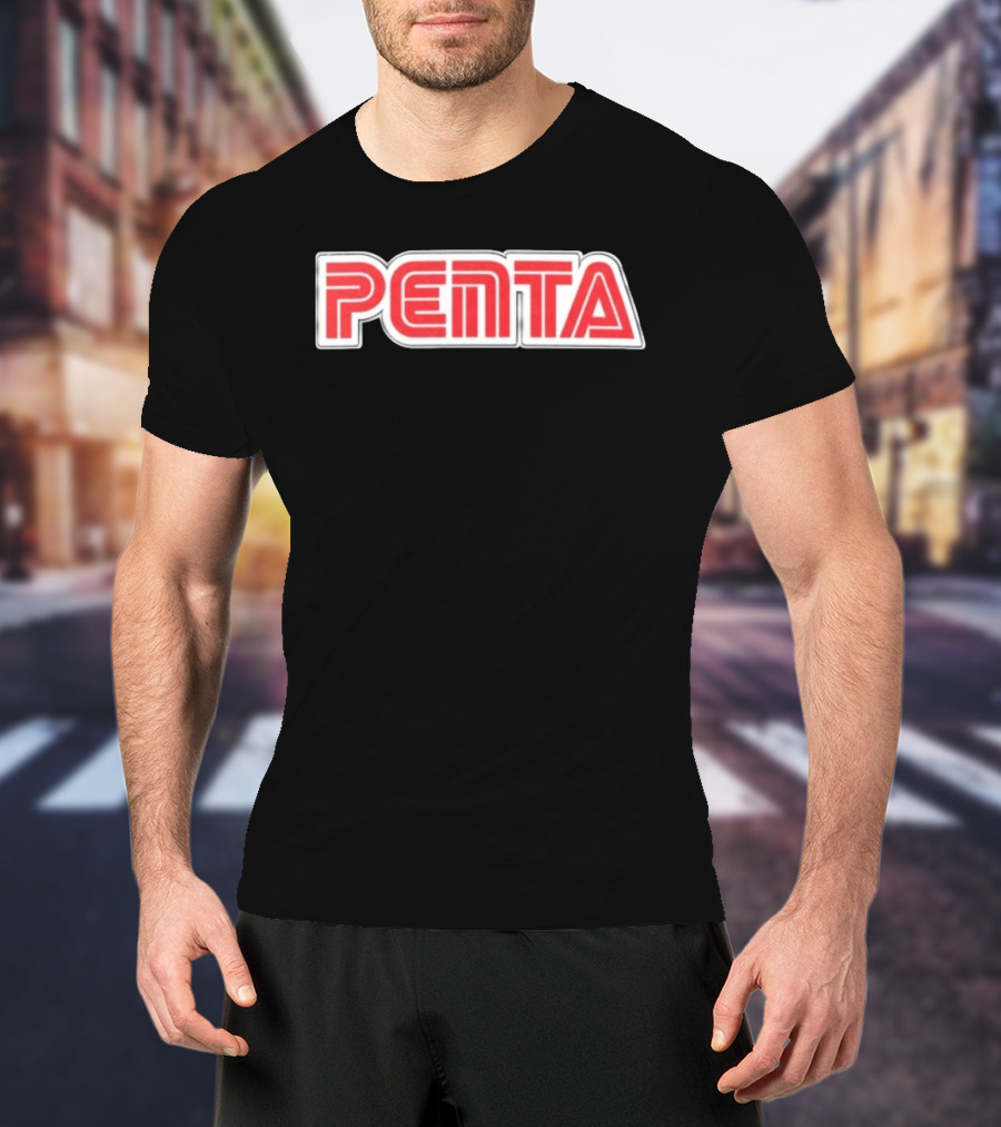 Penta Brand Retro 70s Style Bold Red Lettering T-Shirt