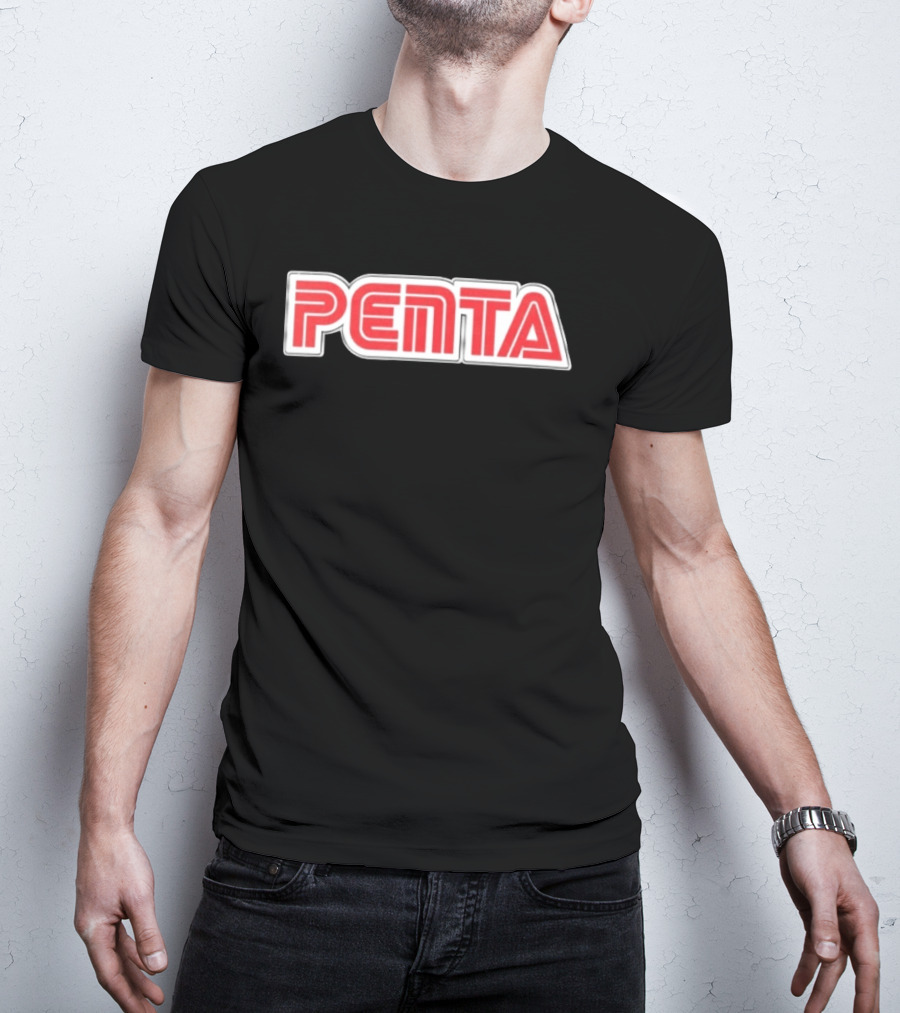 Penta Brand Retro 70s Style Bold Red Lettering T-Shirt