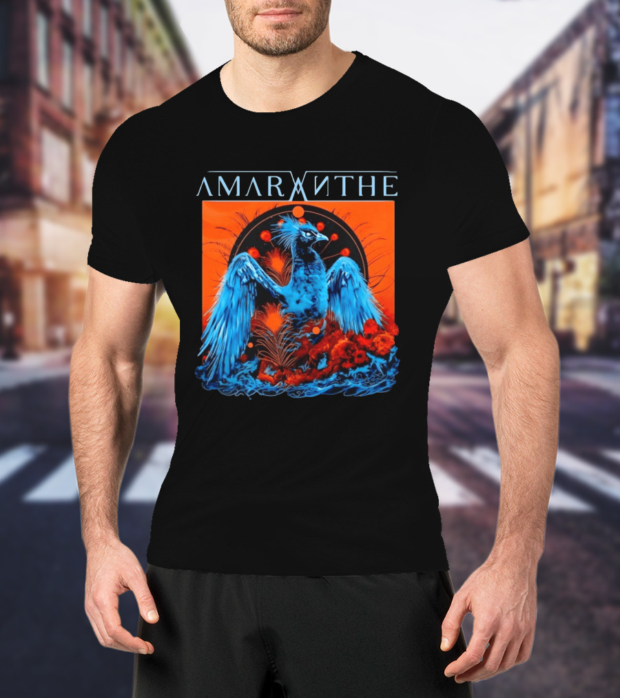 Amaranthe Phoenix Bird Metal Band Blue And Orange T-Shirt