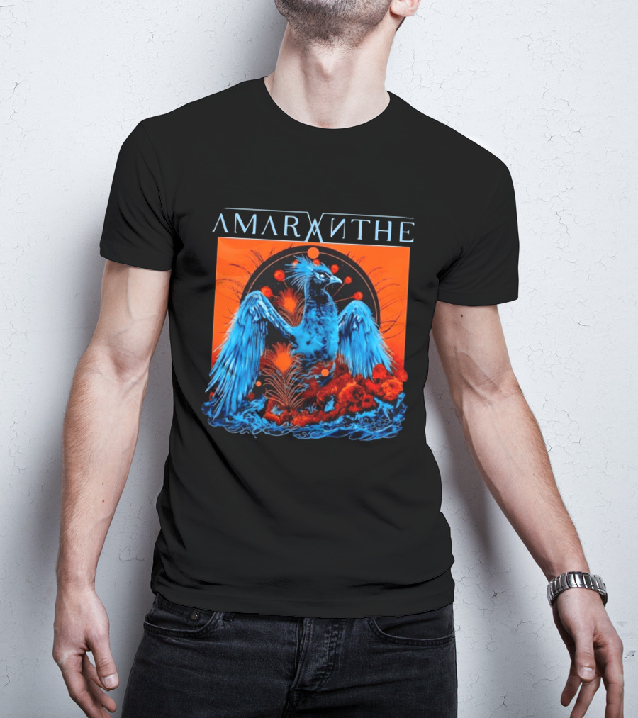 Amaranthe Phoenix Bird Metal Band Blue And Orange T-Shirt