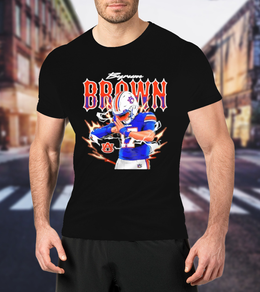 Auburn Tigers Byrum Brown Football Player Comic T-Shirt
