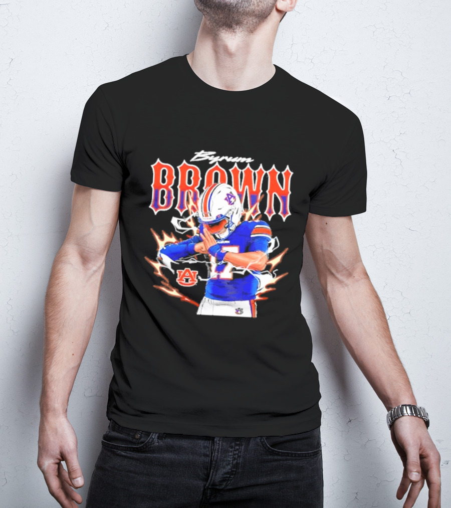 Auburn Tigers Byrum Brown Football Player Comic T-Shirt