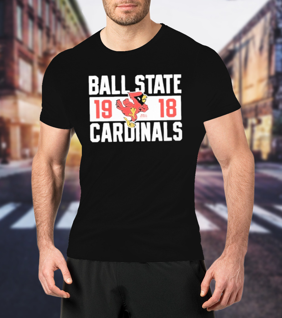 Ball State Cardinals 1918 Vintage Logo Red Cardinal Football Team T-Shirt