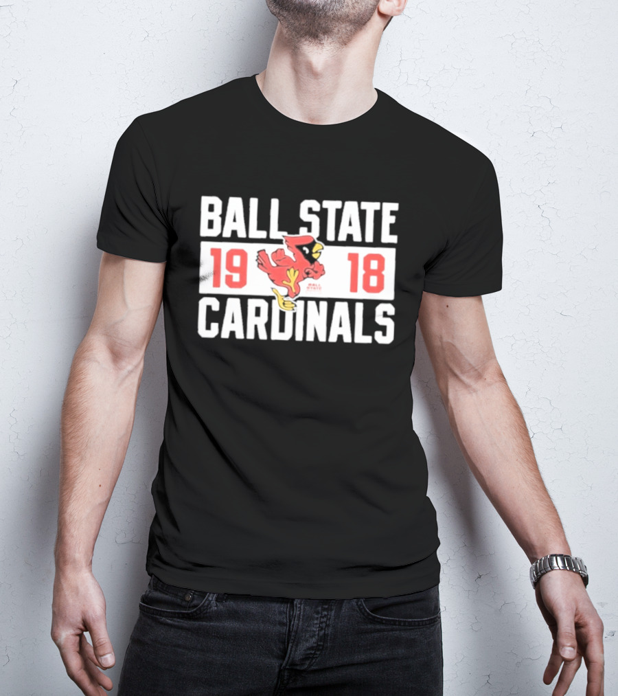 Ball State Cardinals 1918 Vintage Logo Red Cardinal Football Team T-Shirt
