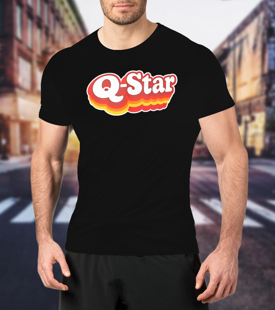 Q Star Vintage Retro Bold Font T-Shirt