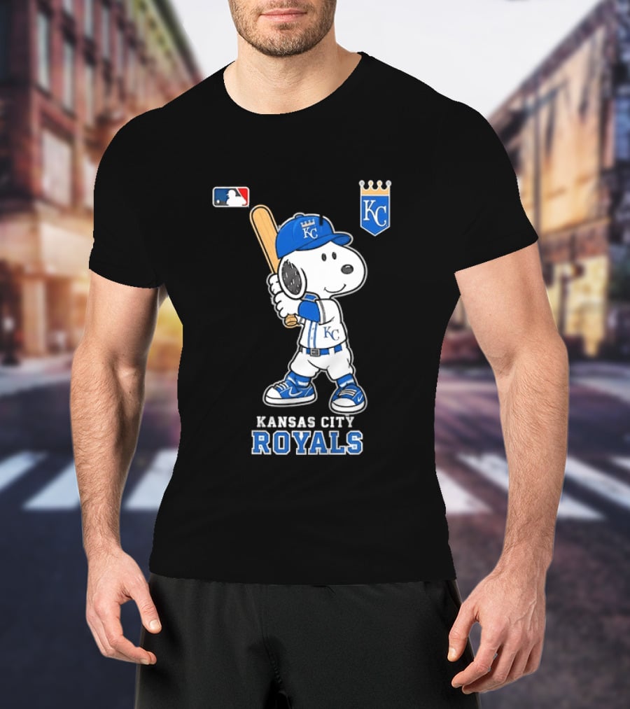Snoopy Wearing Kansas City Royals Baseball Jersey Player MLB T-Shirt