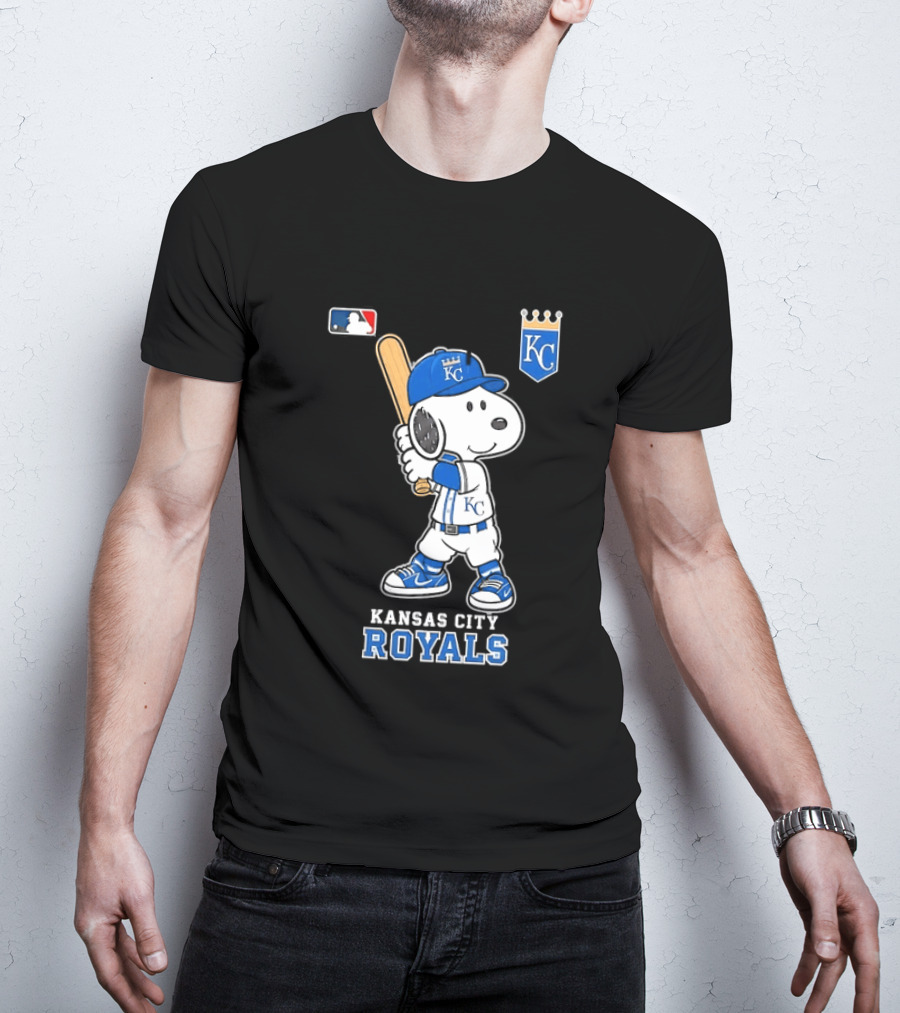 Snoopy Wearing Kansas City Royals Baseball Jersey Player MLB T-Shirt