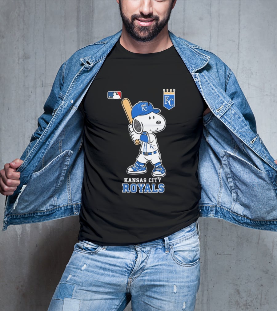 Snoopy Wearing Kansas City Royals Baseball Jersey Player MLB T-Shirt