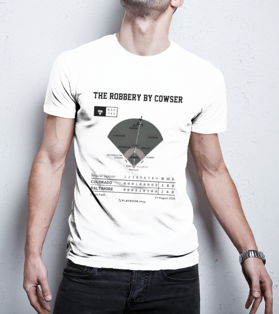 Colton Cowser The Robbery By Cowser Baltimore Baseball Stadium Layout T-Shirt