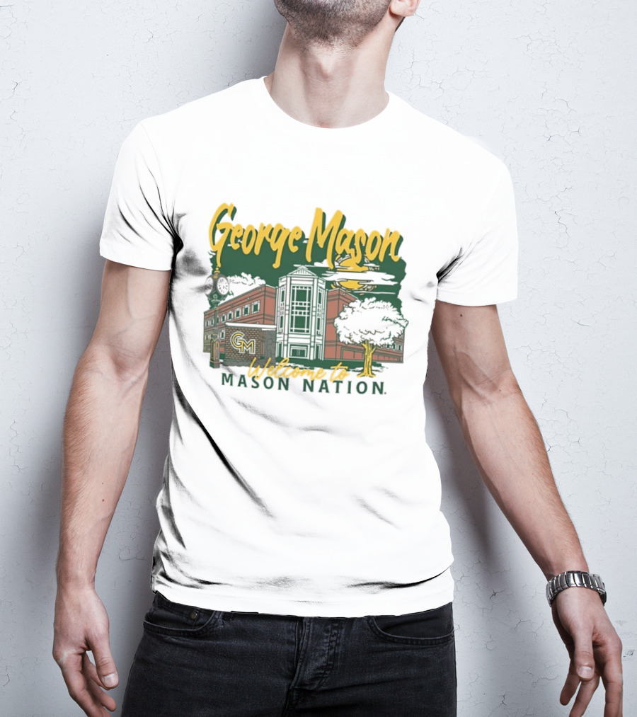 George Mason University Welcome To Mason Nation Iconic Campus Building And Tower T-Shirt