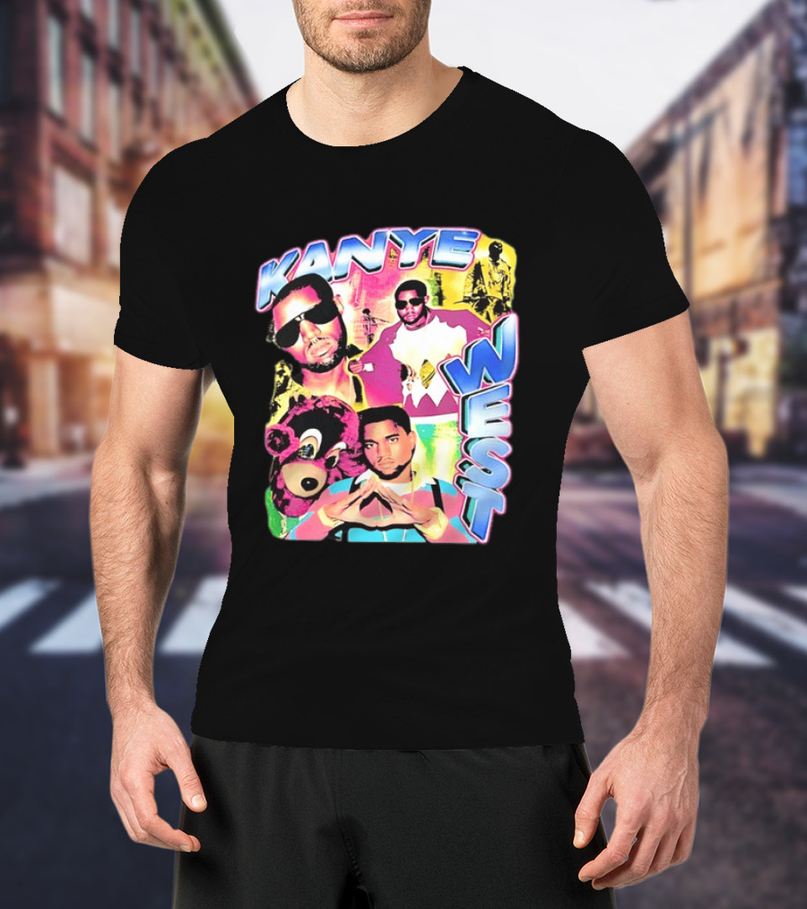 Kanye West Vintage Yeezy Bear Collage Hip Hop Rap Legend T-Shirt