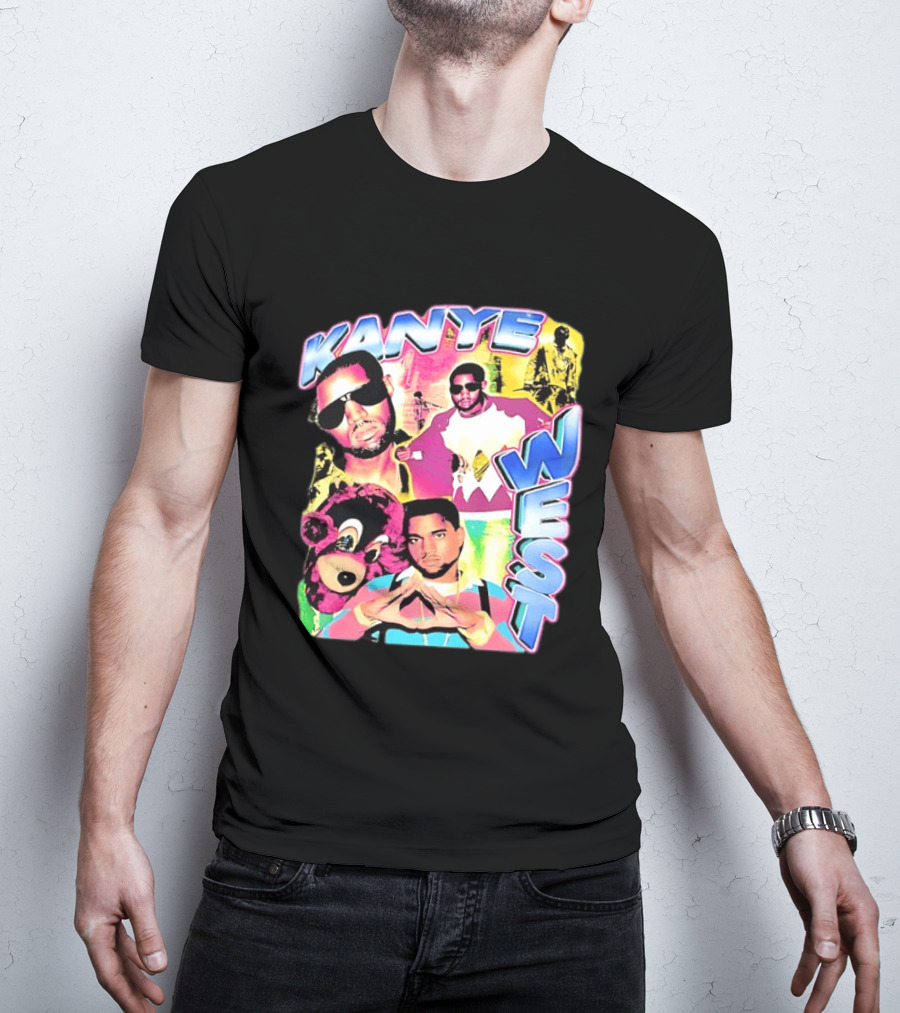 Kanye West Vintage Yeezy Bear Collage Hip Hop Rap Legend T-Shirt