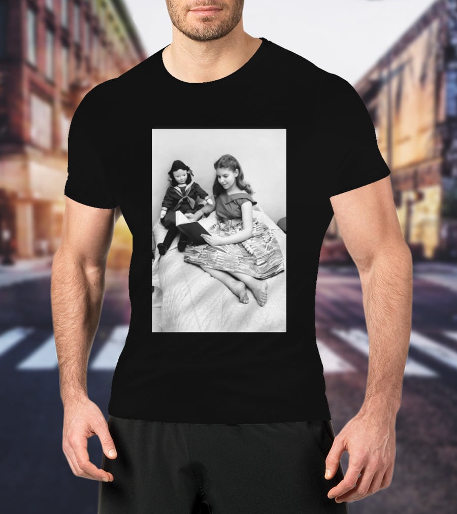 Robin Morgan Young Girl Reading With Doll Vintage Photograph T-Shirt