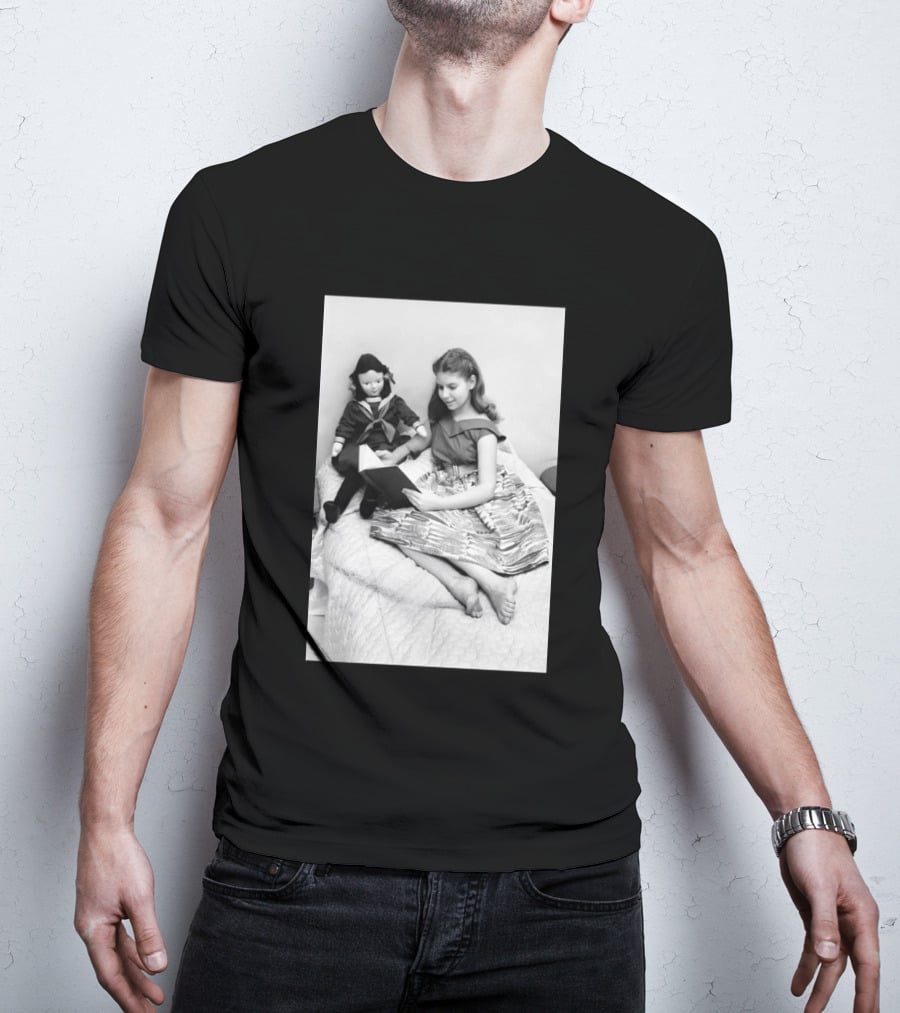 Robin Morgan Young Girl Reading With Doll Vintage Photograph T-Shirt