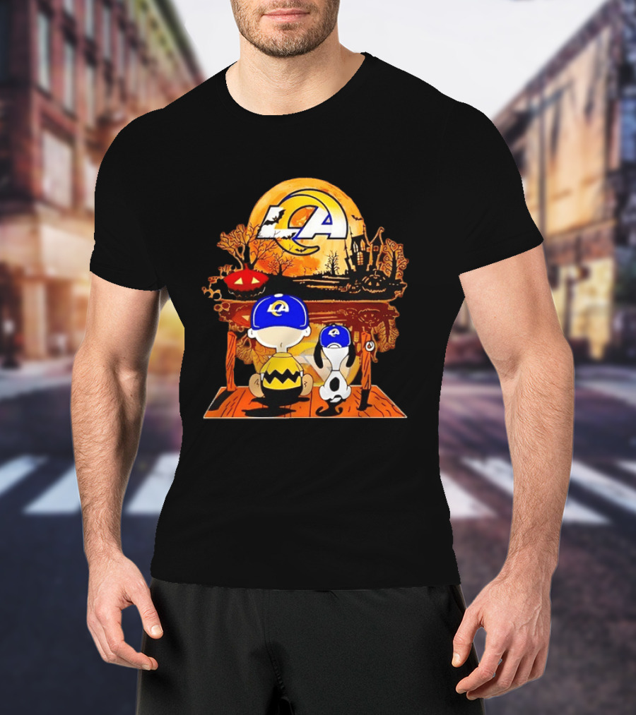Los Angeles Rams Halloween With Charlie Brown And Snoopy T-Shirt
