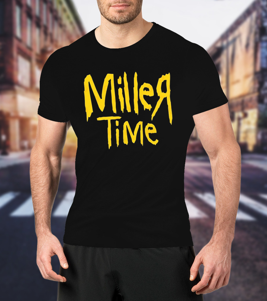 Miller Time Catchphrase Beer Culture Vintage Style Retro Yellow T-Shirt