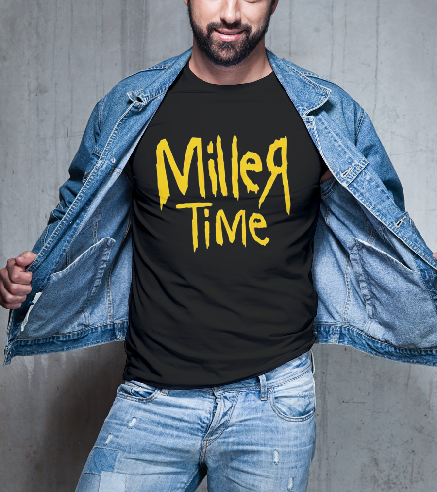Miller Time Catchphrase Beer Culture Vintage Style Retro Yellow T-Shirt