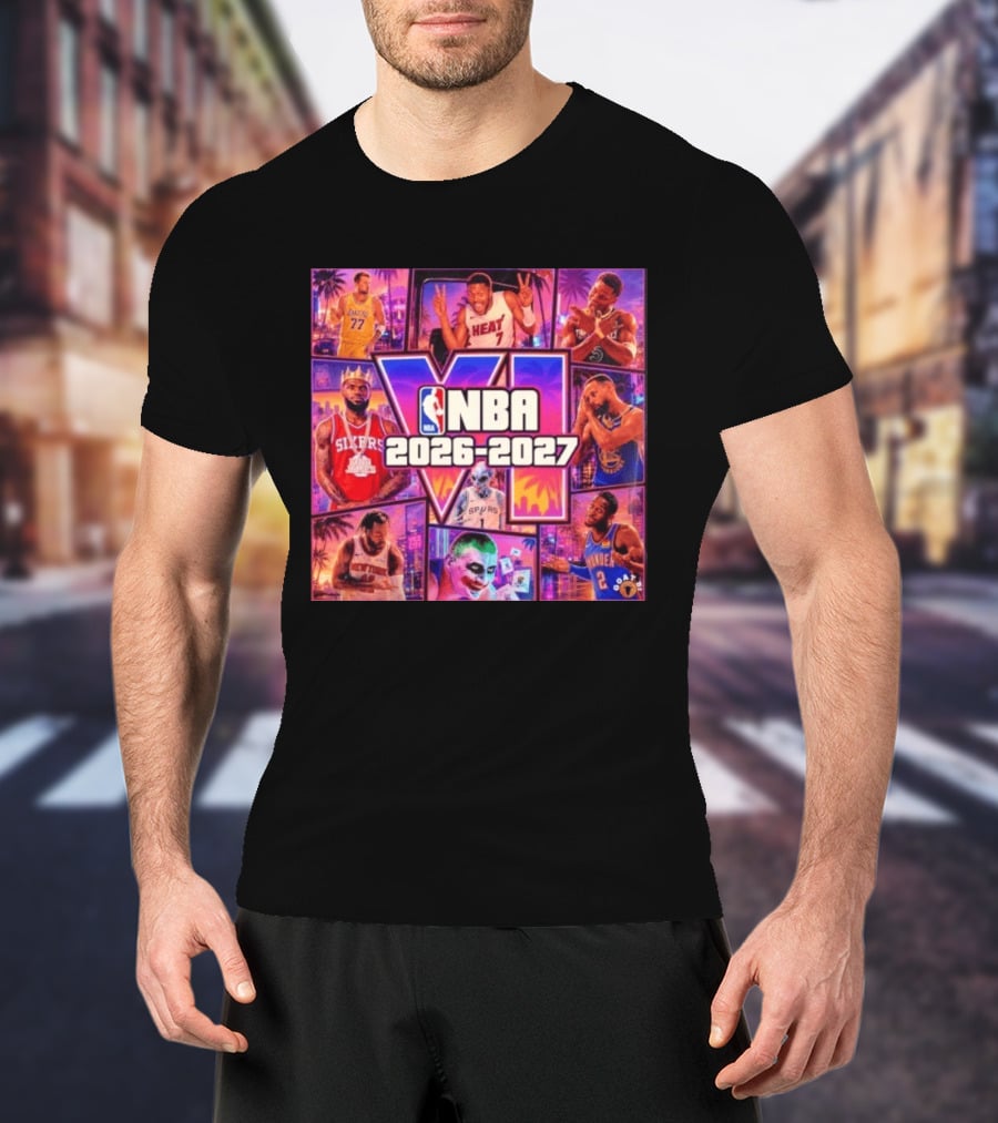 NBA 2026 2027 Grand Theft Auto VI Lakers Heat Bucks Sixers Spurs Joker Thunder T-Shirt