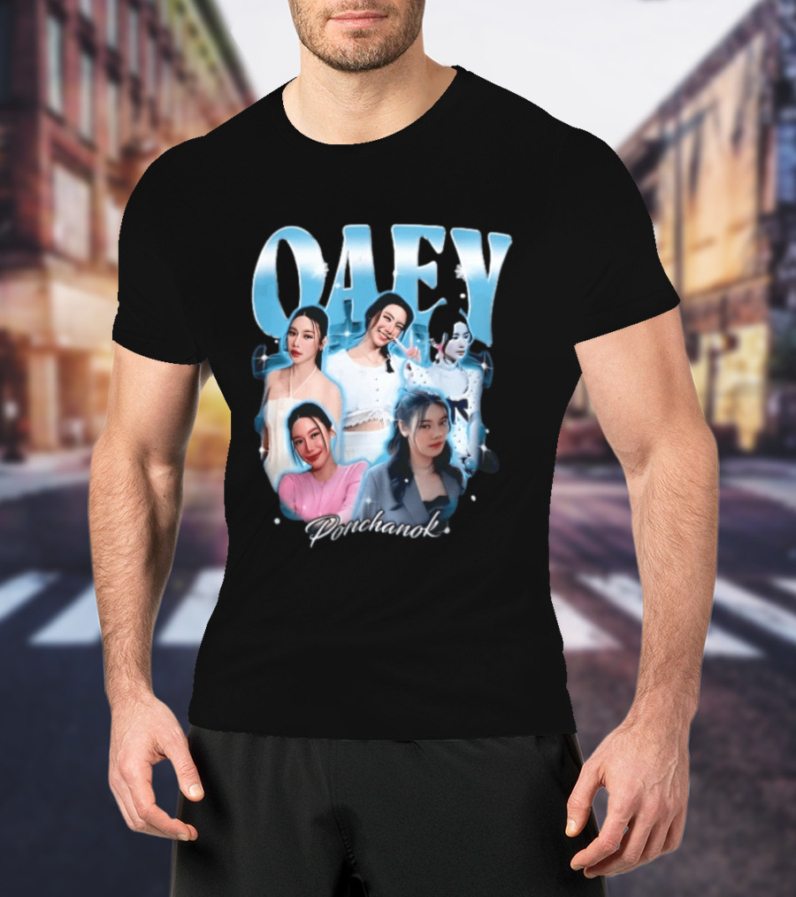 Oaey Ponchanok Woman Collage Blue Aura Sparkles Bootleg T-Shirt
