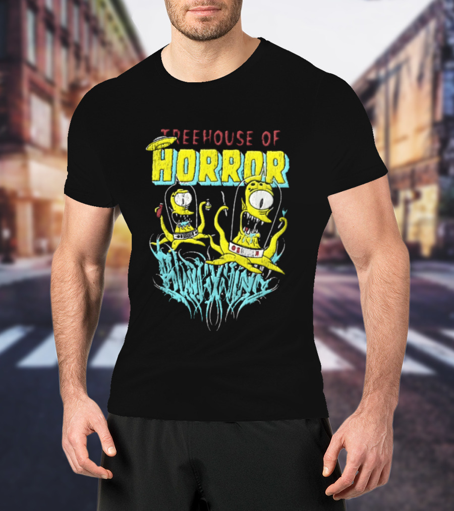 Treehouse Of Horror Kang Kodos Aliens Tentacles Distressed Cartoon T-Shirt