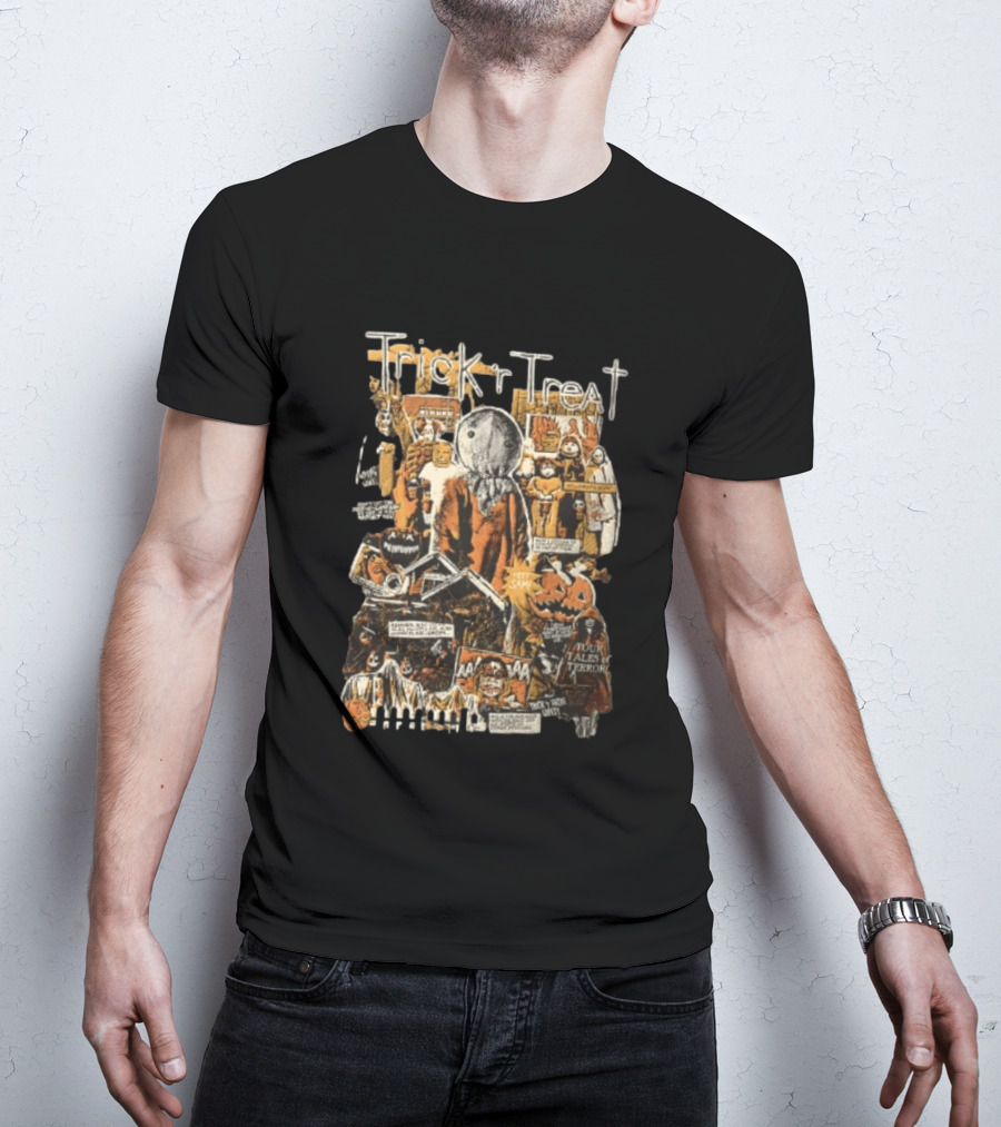 Trick R Treat Sam Halloween Four Tales Of Terror Horror Comic Collage T-Shirt