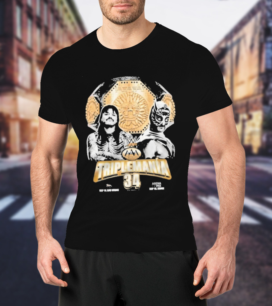 Triplemania 34 Lucha Libre Worldwide Event 2023 Featuring Skeleton And Luchador Mask T-Shirt