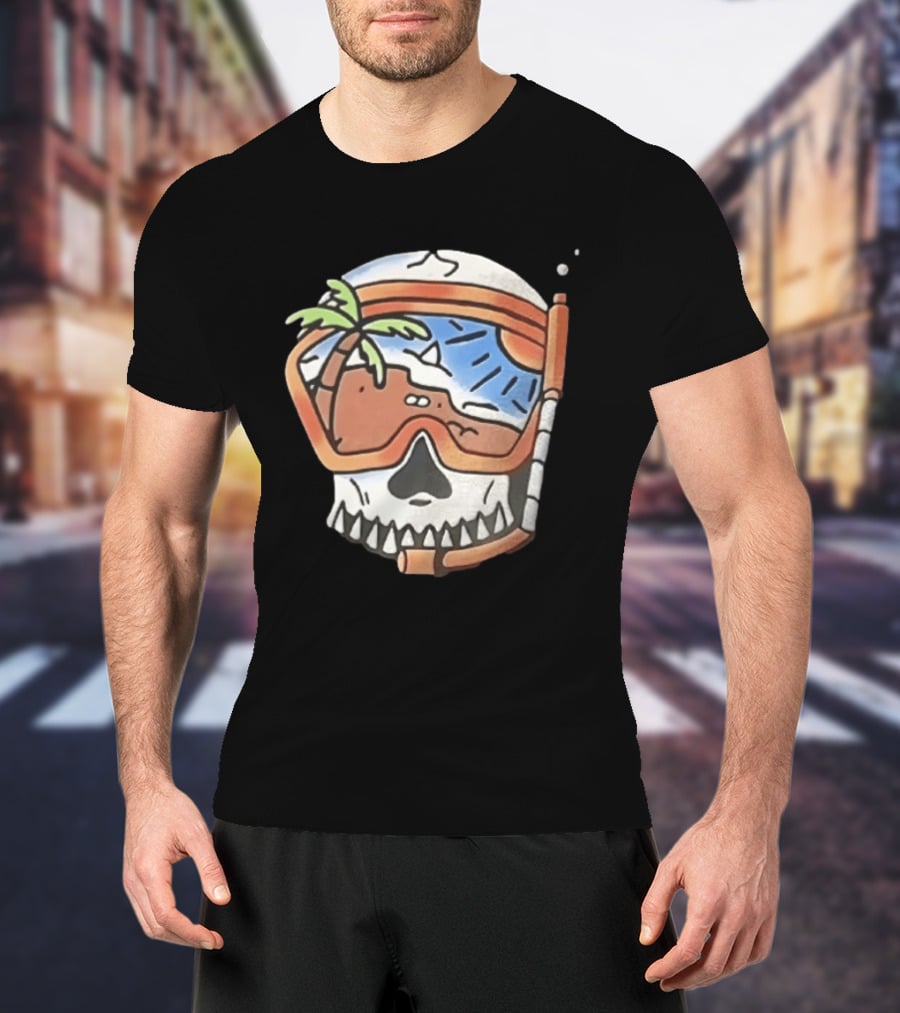 Tropical Island Snorkel Skull Beach Ocean Vacation Summer Fun T-Shirt