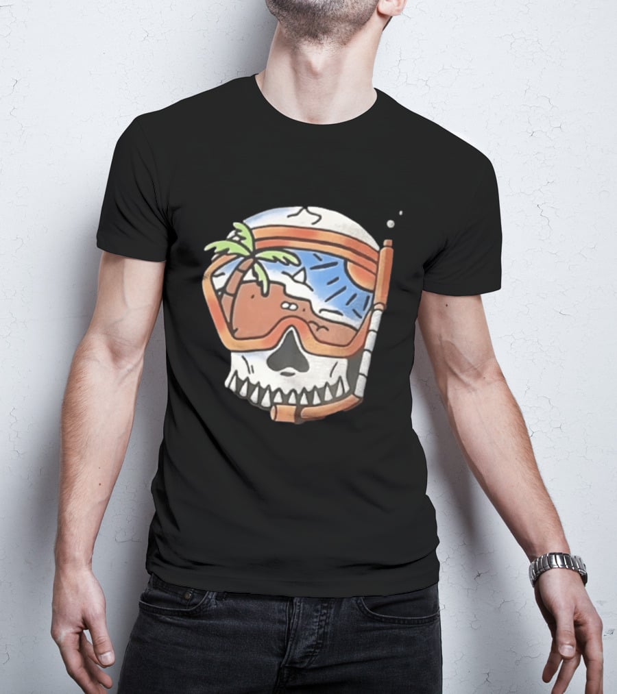 Tropical Island Snorkel Skull Beach Ocean Vacation Summer Fun T-Shirt