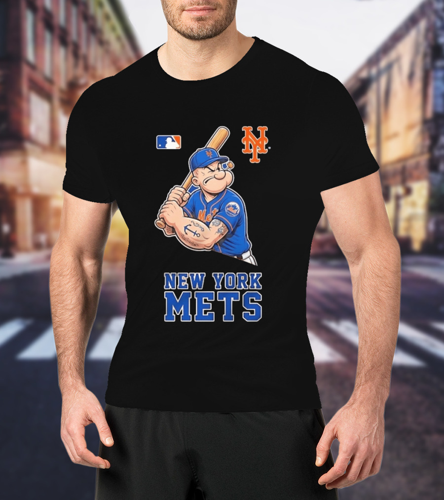 Popeye New York Mets MLB Baseball Battling Mets T-Shirt