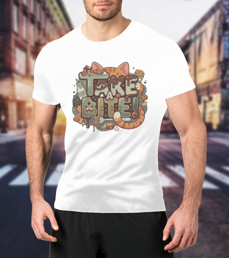 Take A Bite Tabitha's Choice Catnip Tea Pizza Cookies Fries Cat Burger T-Shirt