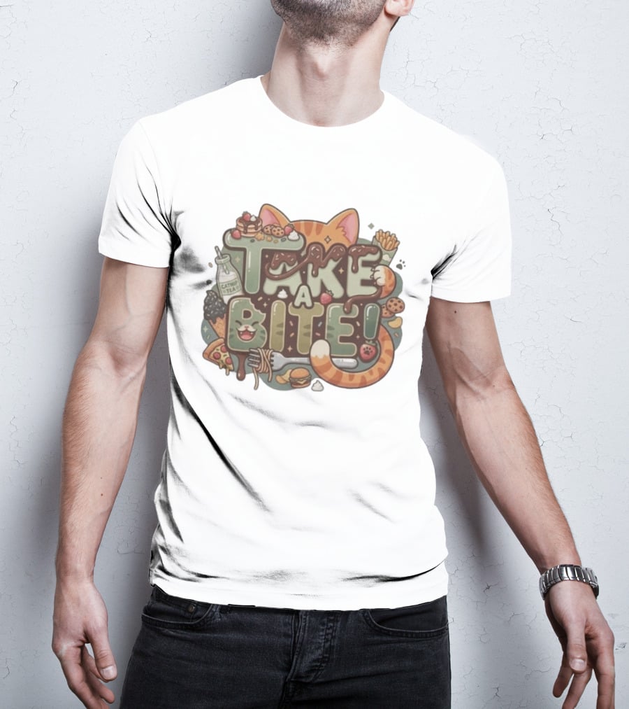 Take A Bite Tabitha's Choice Catnip Tea Pizza Cookies Fries Cat Burger T-Shirt