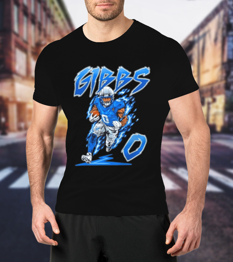 Gibbs No 0 Detroit Lions Football Player Action T-Shirt
