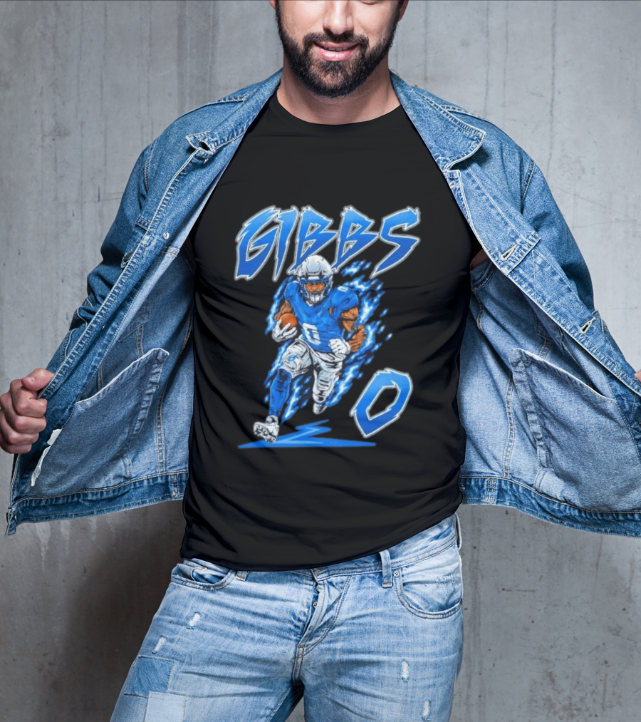 Gibbs No 0 Detroit Lions Football Player Action T-Shirt
