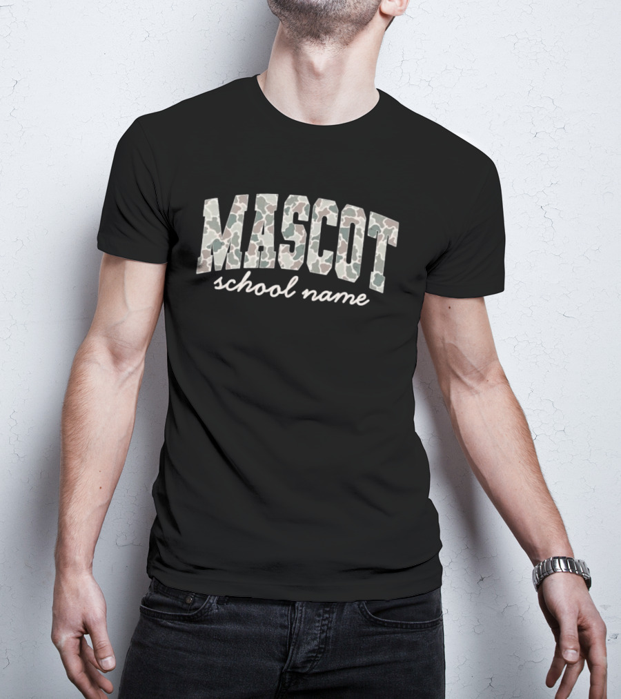 Mascot Camouflage School Name Back To School T-Shirt