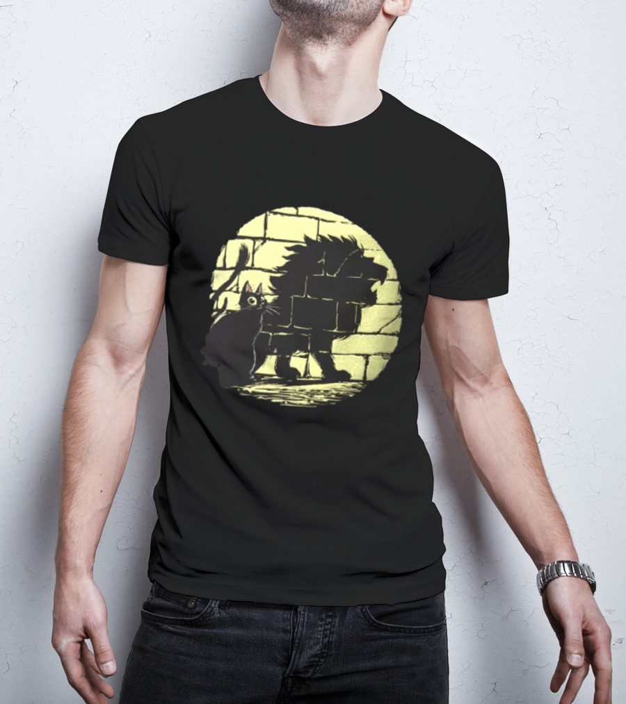 Lion Shadow Black Cat Courageous Kitten Moon T-Shirt
