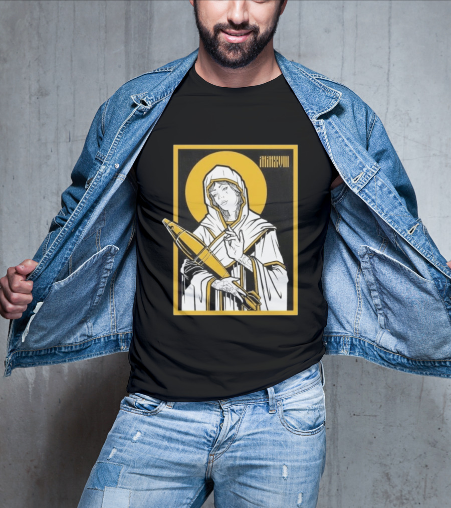 Mortar Mary MMXVIII Religious Iconography Halo And Missile T-Shirt
