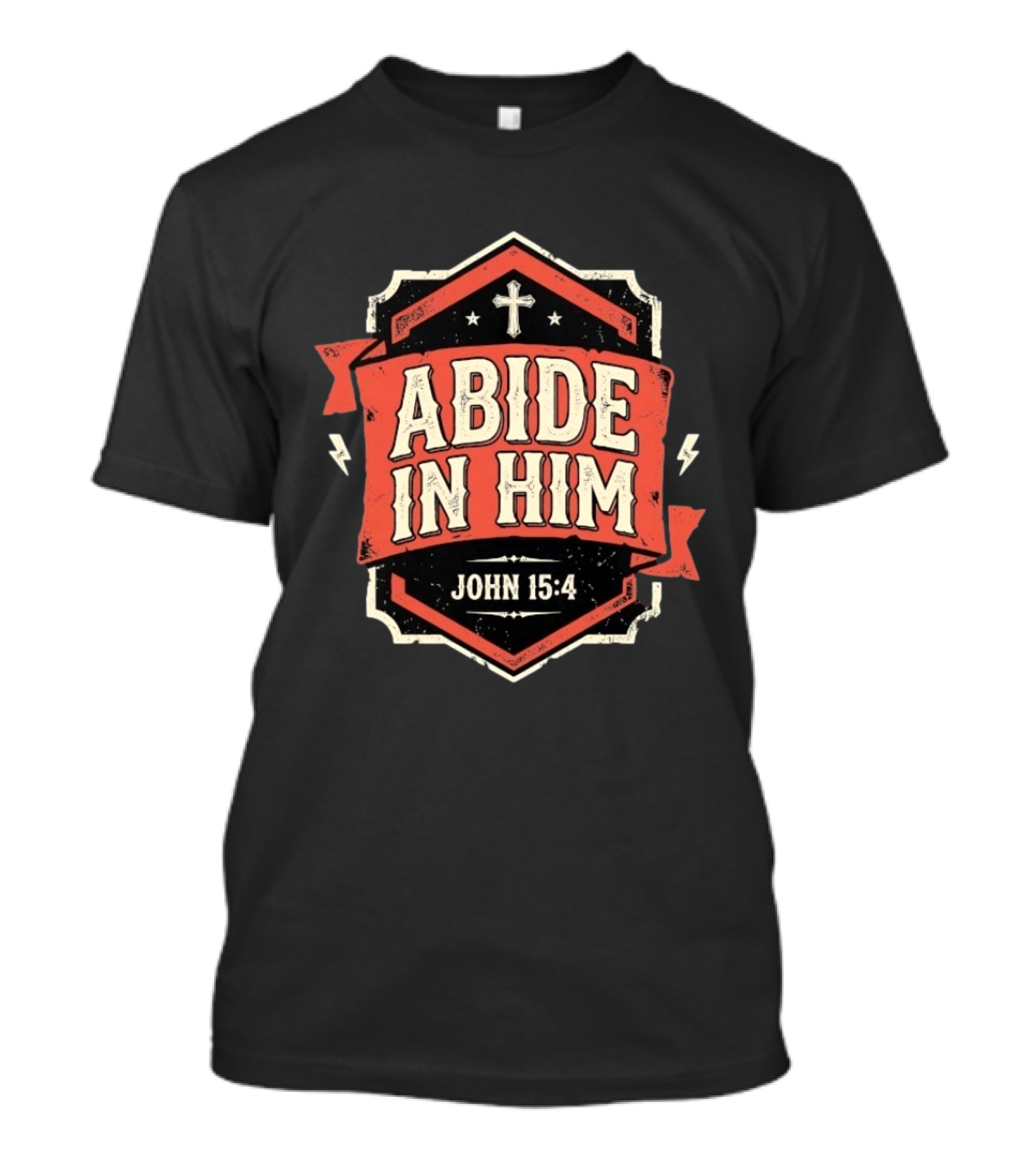 Abide In Him John 15 4 Christian Distressed Cross T-Shirt
