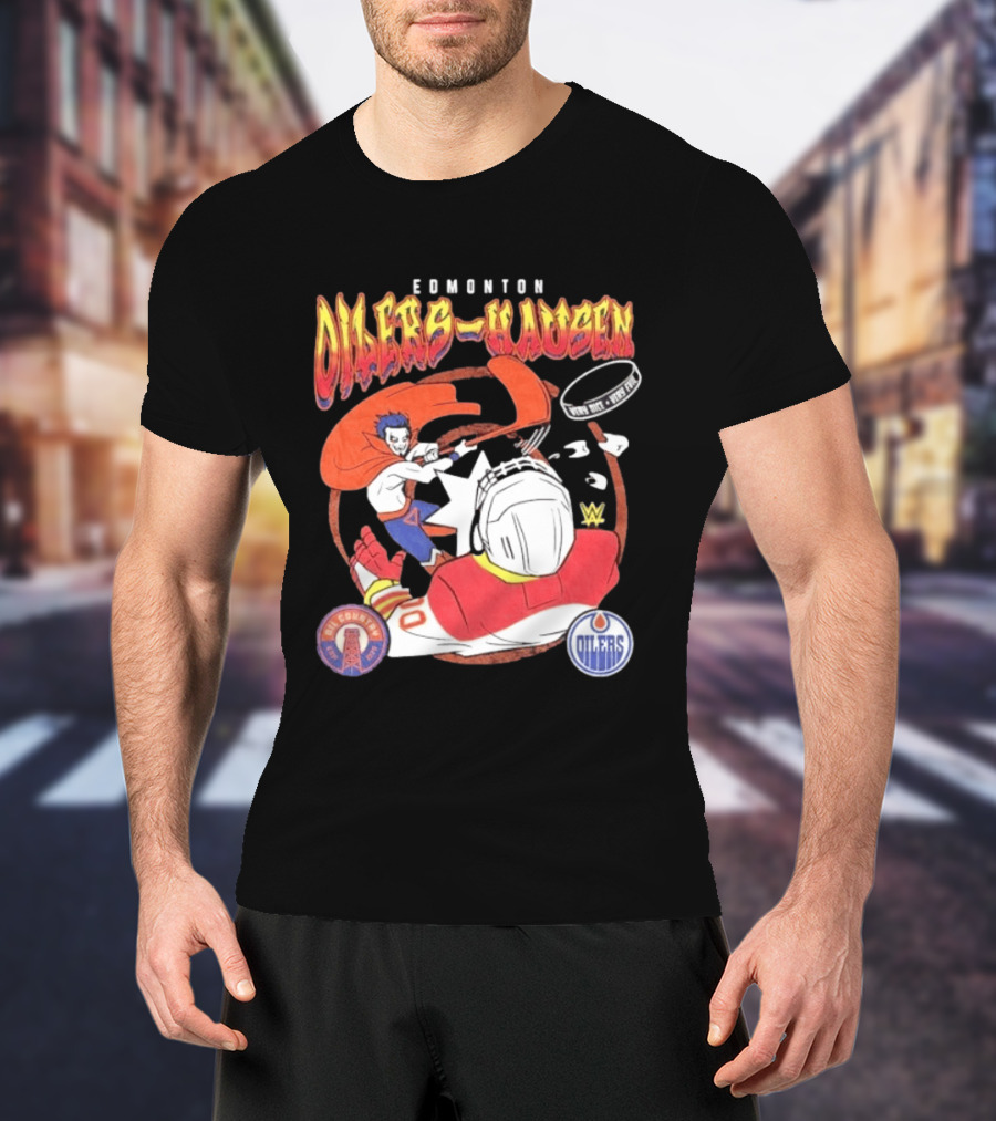 Edmonton Oilers Hausen Very Nice Very Evil WWE Summer Tour T-Shirt
