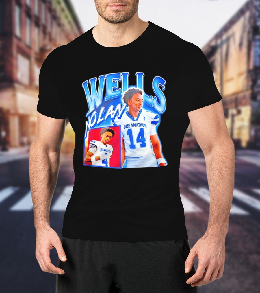 Nolan Wells Dreamathon 14 Blue Football Athletic T-Shirt